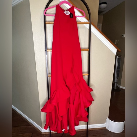 New ▶️ BETSY & ADAM ◀️ Tiered Ruffles Scuba Crepe Gown 4 Petite - Picture 8 of 14